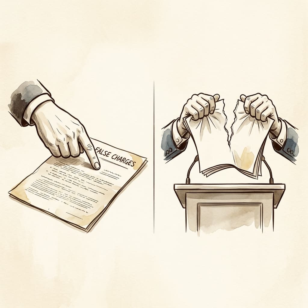트럼프와 낸시 펠로시의 분노: 허위 의혹에 대한 반박과 공식 의례에서의 모욕